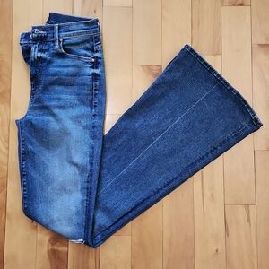 MOTHER Dark Blue Flare Wide-Leg Jeans